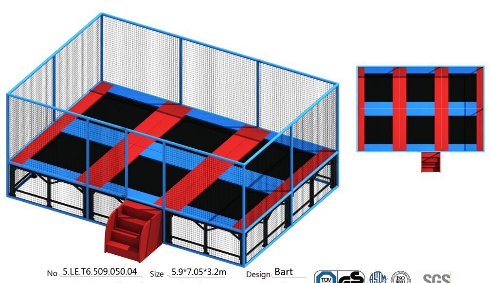 Chinese Senjun 41M2 Kids Indoor Bungee Park/ Indoor Gymnastic Trampoline/ Trampoline Park for Super Mall