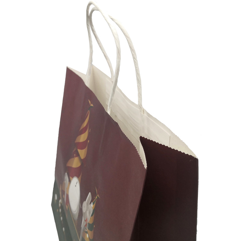50mic CPP Kraft Paper Bags pantone Offset Paper Gift Bags For Grocery