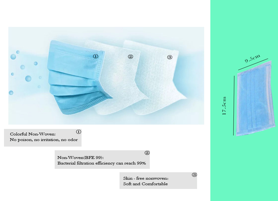 Filter Disposable Respirator Mask 3 Ply Non Woven Fabric Gauze for Kid