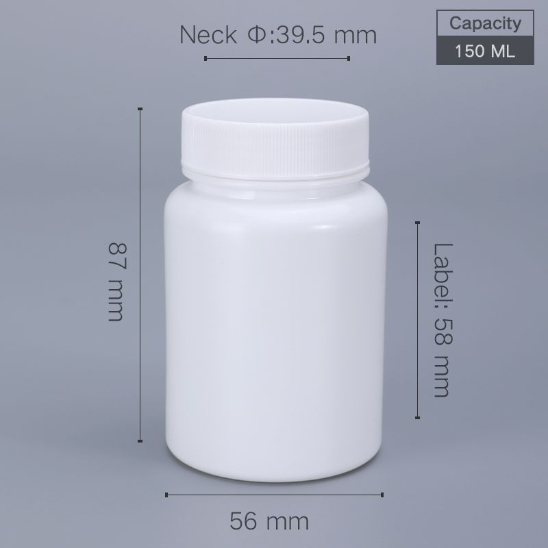 HDPE Collar Pharmaceutical Pill Bottles 50cc 4 Oz White Aluminum Foil Gasket Lid
