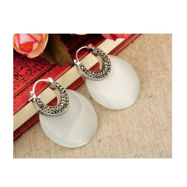 Buy cheap Sterling Silver White Opal Hoop Earrings(XH021046W ) from wholesalers