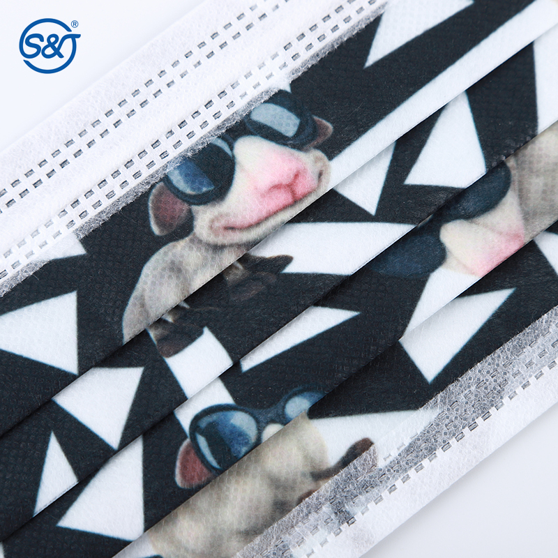 S&J OEM Medical grade Face Mask Ear-loop Custom logo print Face Mask Factory Price Disposable cute fashionable printed face mask