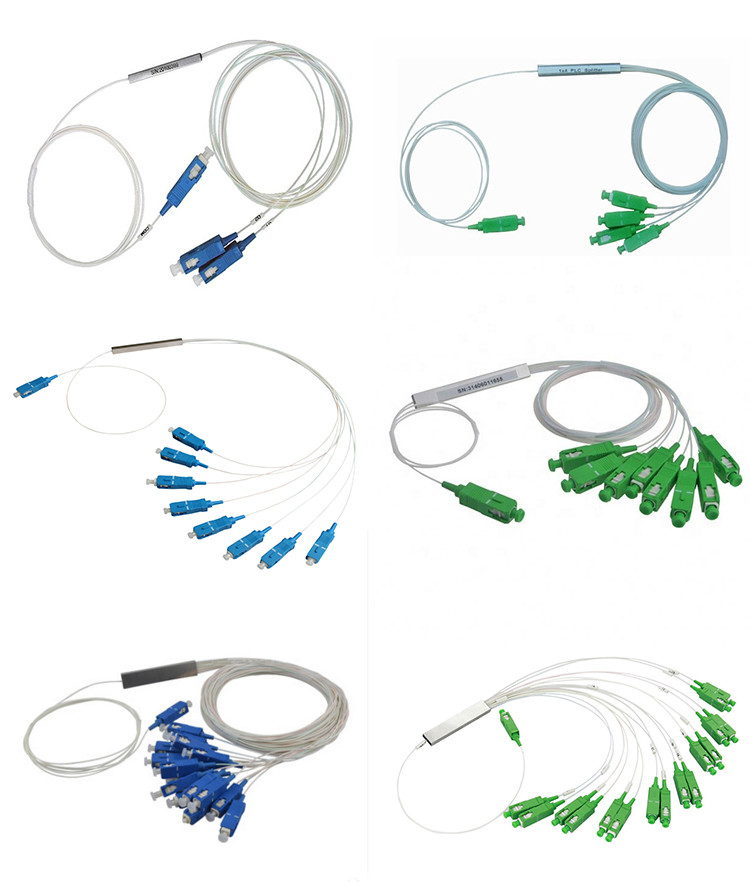 1x2 1x4 1x8 1x16 1x32 PVC Block Less Fiber Optic PLC Splitter For FTTH