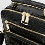 Genuine Crocodile Leather Men Small ZIP Handbag Authentic Alligator Belly Skin