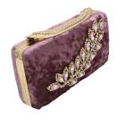 Buy cheap Leather Clutches And Evening Bags With Violet Diamonds Burgundy Flannel Inlaid from wholesalers