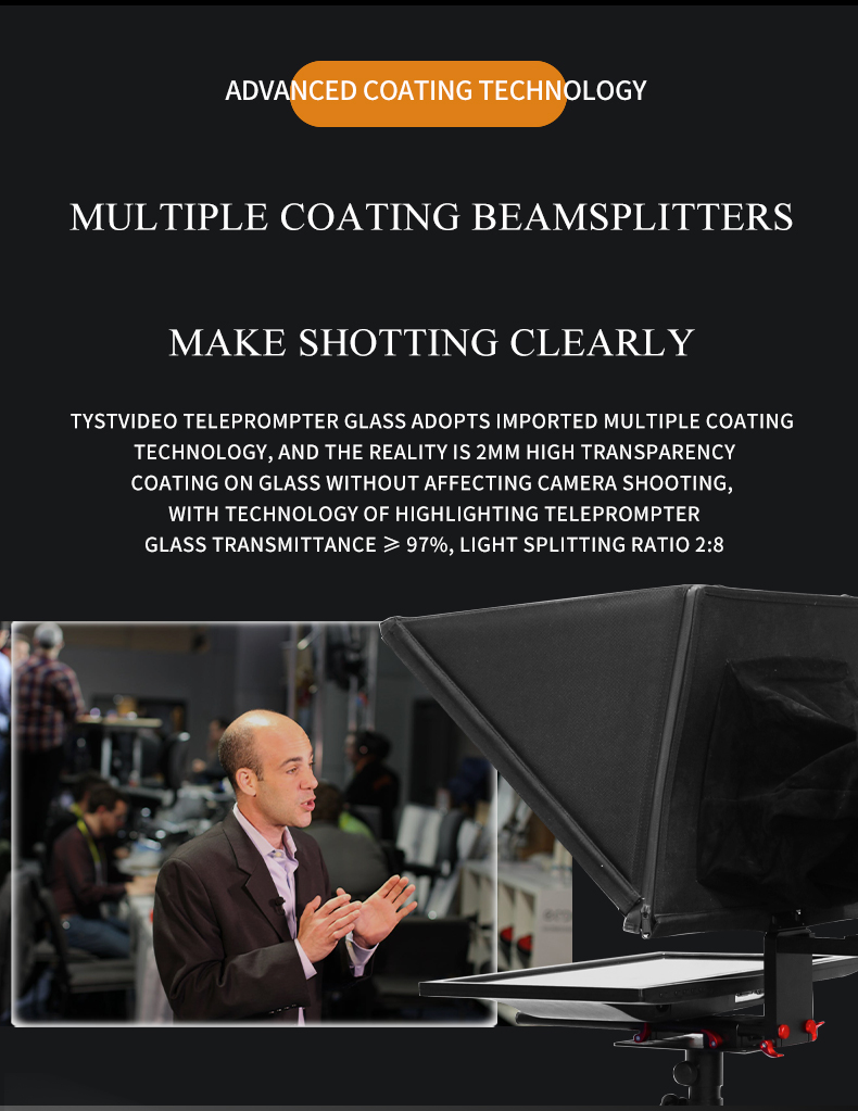 TS200 Teleprompter 20 inch Single Monitor Studio Autocue with Adjustable Holder Mount