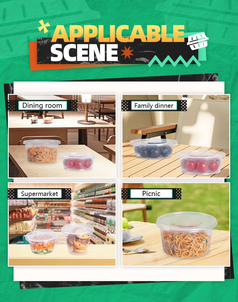 Microwave Safe 24oz Custom Logo Clear PLA Salad Bowl With Lids