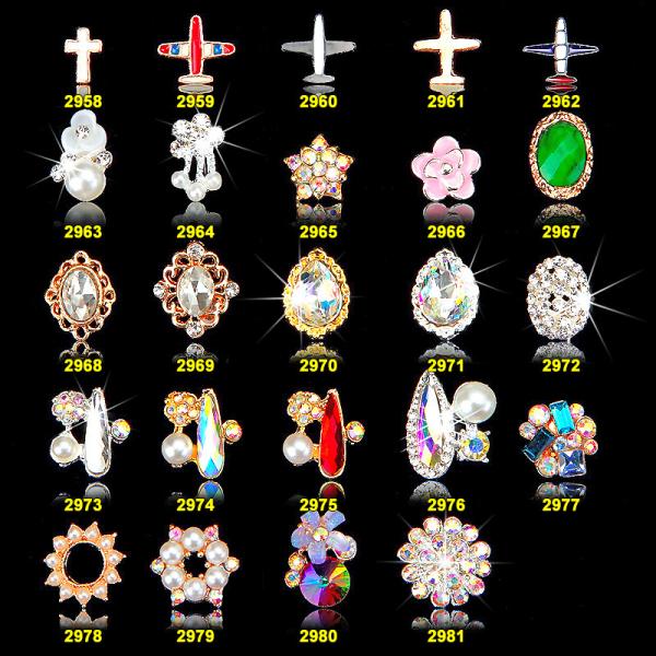 Buy cheap Hot NEW Wholesale Alloy Jewelry 3D Nail Art Jewelry Nail rhinestones Sticker Supplier Number ML2958-2981 from wholesalers