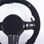 Black Alcantara Genuine BMW Carbon Fiber Steering Wheel With LED Lights