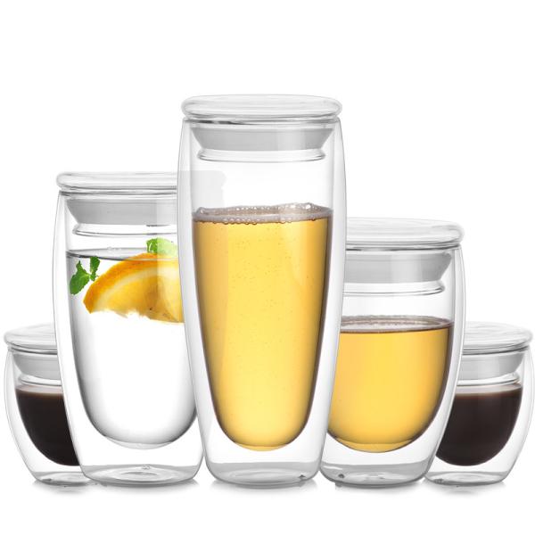 Buy cheap Heat Proof Clear Double Wall Glass Cup Customized Logo / Capacity Round Shape from wholesalers