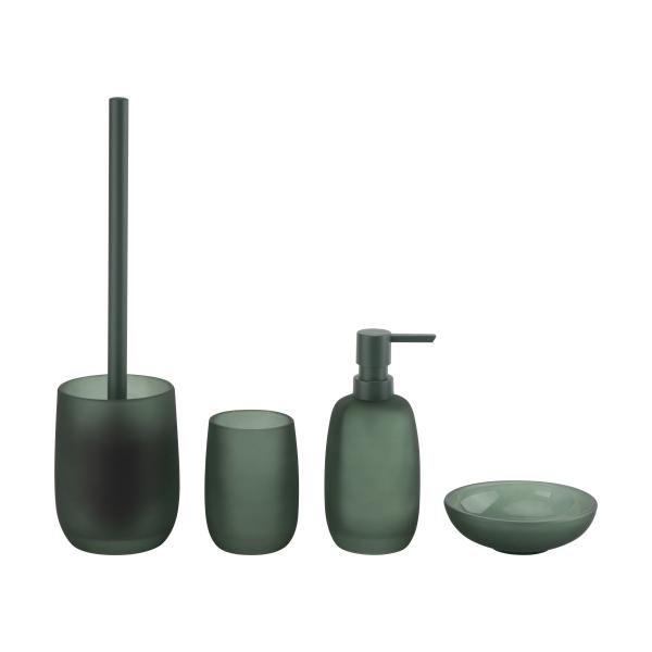 Glass Bathroom Accessories Set Frosted Green Color With Round Shape Frosted