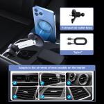 Magnetic Car Phone Holder Charger Metal Design With Multi Angle Adjustable