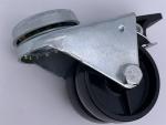 Dual-Wheel Black Nylon Caster Bolt Hole Swivel Brake 2 Inch