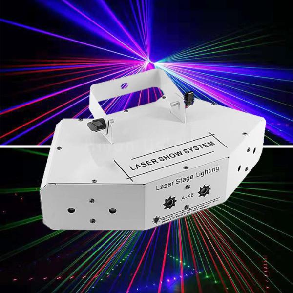 Quality High Brightness Six Eyes 360° Full Rotating Scan RGB Scanning Beam Laser Light for sale