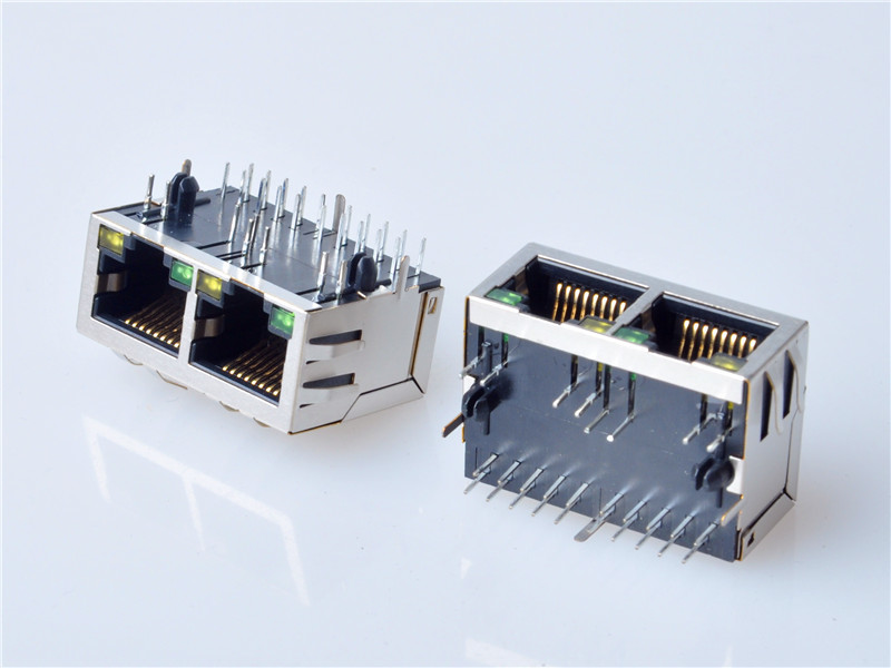 Industrial RJ45 jacks with Integrated Magnetics, with LEDs ，HULYN