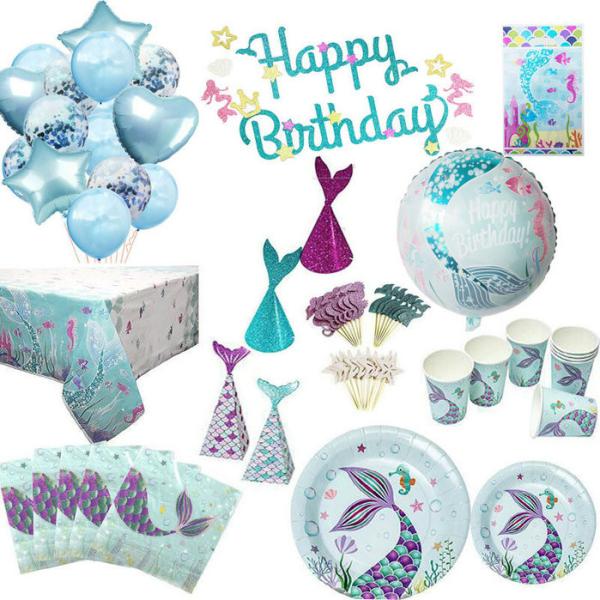 Buy cheap Kids Halloween Mermaid Paper Party Supplies Plates Cups And Napkins Disposable from wholesalers