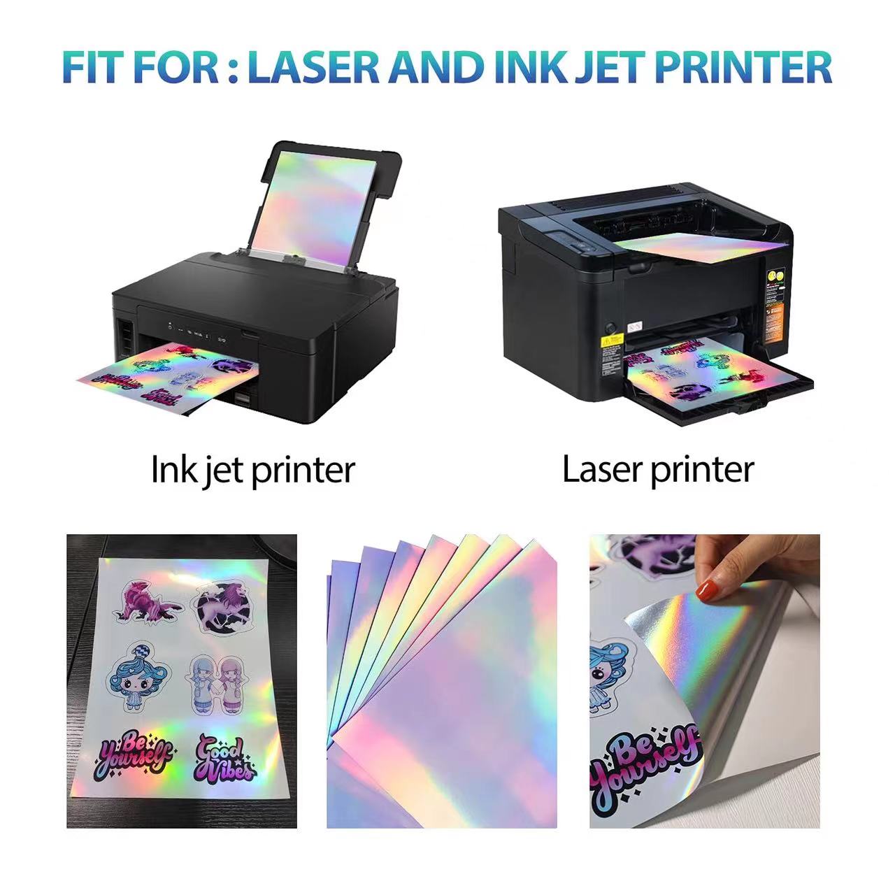 Waterproof Self Adhesive Holographic Sticker Paper For Inkjet Printer