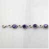 Buy cheap 925 Silver 6x8mm Oval Created Amethyst and Clear Cz Diamonds Link Bracelet (H03) from wholesalers
