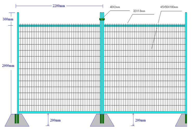 2400X2100mm Temporary Security Fence Site Security Fence Panels