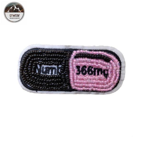 Buy cheap Fashion Pill Custom Logo Patches , Beads Handmade Custom Shirt Patches from wholesalers