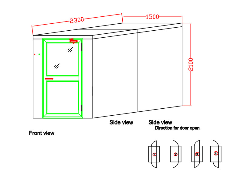 Large Single Leaf Swing Doors Stainless Steel Air Shower Room With Three Blowing