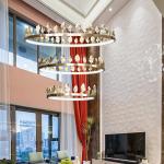 Dia40cm Dia60cm Copper Brass Leaf Pendant Chandelier Lights Tricolor Anti Rust