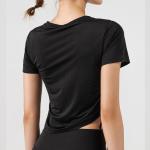 Round Neck Pleated Ladies Yoga Tops Breathable Women'S T Shirt