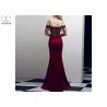 Buy cheap Sling Sexy Burgundy Mermaid Style Prom Dress Off Shoulder Short Sleeve Tassels from wholesalers
