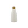 Buy cheap White Matte Conical Plastic Lotion Bottle With Bamboo Cap 250ml Cosmetic Dispenser Bottle from wholesalers