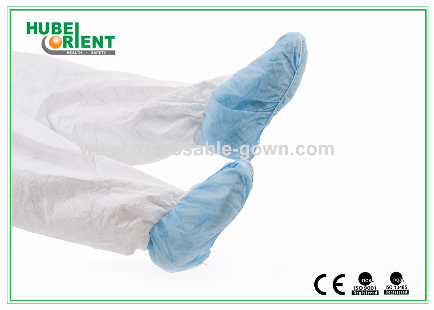 Waterproof For Clean Room Disposable Non-woven Shoe Cover With Non-slip Stripes