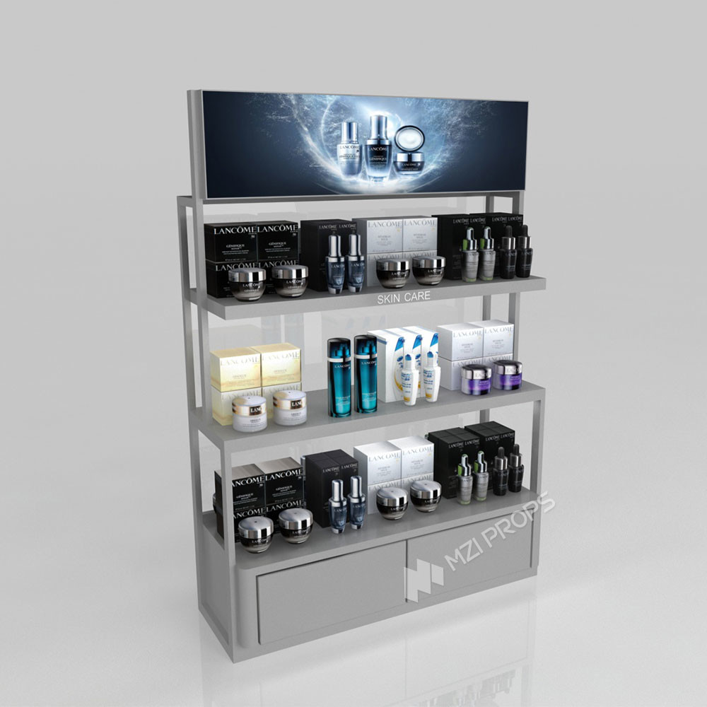 GDR03-CB-01 Universal Side Cabinet with Soft Film Light Box and Black Aluminum Price Tag Holder for Specialty Beauty Stores