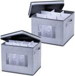 VENO 2 Pack Wine Glass Storage Box with Lid and Handles, Glasswares, China