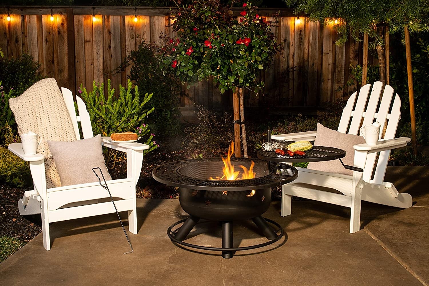 Metal Black Indoor Outdoor Round Wood Burning Charcoal Fire Pit With Grill