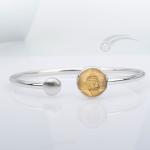 925 Sterling Silver Real Meteorite Bracelet Bangle Star Of David 12mm Adjustable
