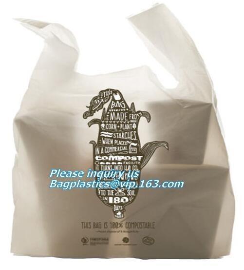 Compostable T-Shirt Bags/Vest Carrier PE Plastic resuable shopping bag,