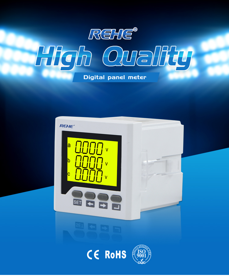 72*72mm Three Phase Smart True RMS Power Meter with RS485 Communication Port