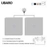 Buy cheap UBARO EU/UK Smart Dual Switch Grey 1 Gang 2 Way 100-240Vac 50-60Hz 10A With Tempered Glass Panel from wholesalers