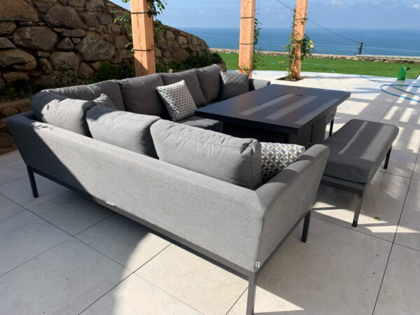Mail packing Y AJUNION Luxury Outdoor Fabric Patio Furniture Dining Set with Firepit Table