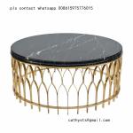 European style creative stainless steel coffee table modern tempered glass table