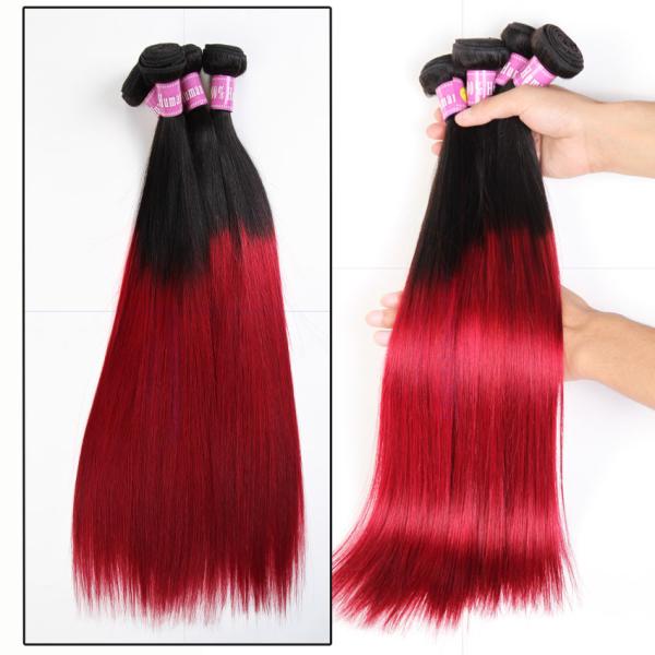 Soft 7A Ombre Brazilian Virgin Hair 1B / Red Straight Ombre Hair 3 Bundles For