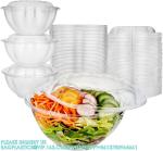 32oz Clear Plastic Salad Bowls With Lids Disposable (50 Pack) Medium Takeout