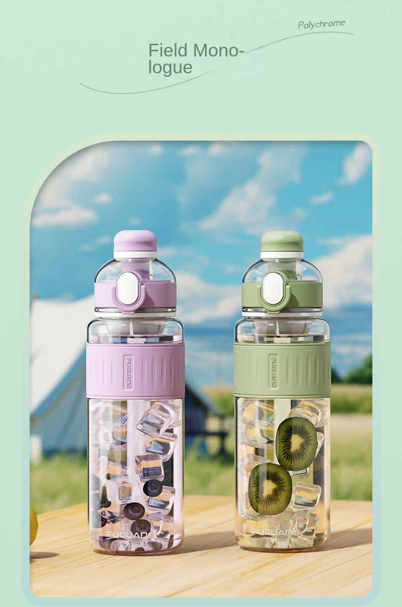 Multiple Color 750ml/1000ml Tritan Plastic Water Bottle With Straw Portable Pop Up Top Water Bottle With Tea Water Separation Non Leakage Easy To