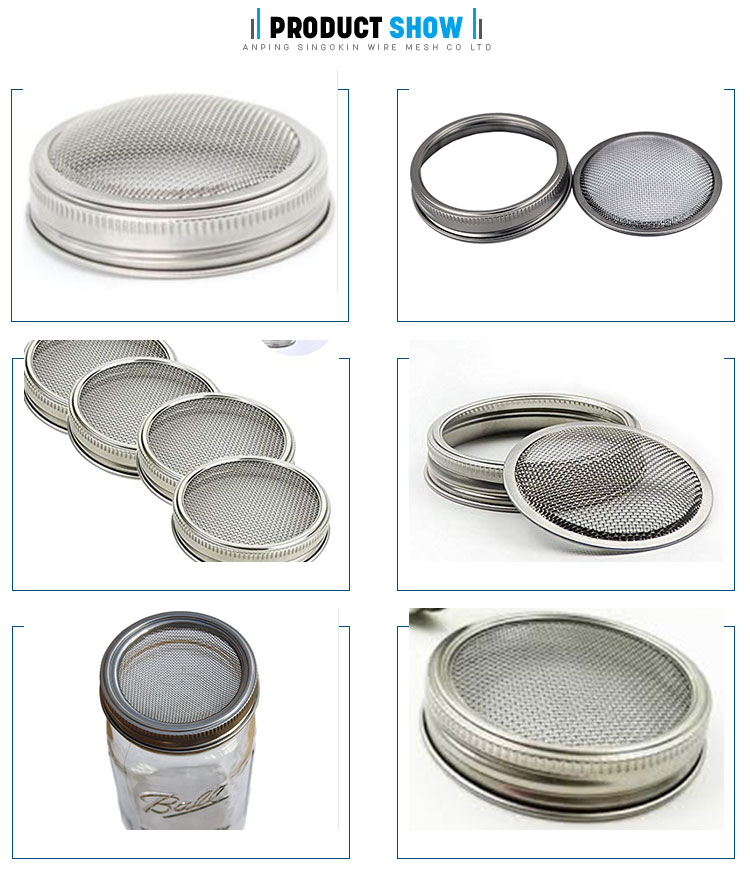 Home Stainless Steel Sprouting Screen Strainer Lid For Mason Jar