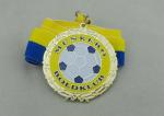 Die Cast Ribbon Medals With Soft Enamel , Antique Nickel Plating