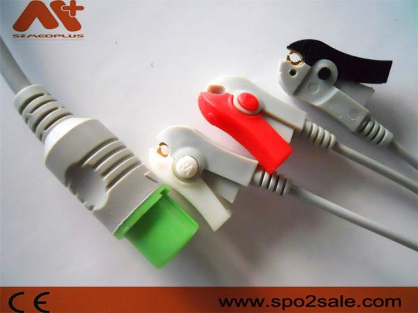Fukuda Denshi Compatible 3 Lead Clip Direct-Connect ECG Cable for Dynascope DS