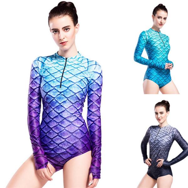 Buy cheap Long Sleeve Mermaid Tail Swimsuit UV Protection 3D Fish Scales Printing from wholesalers