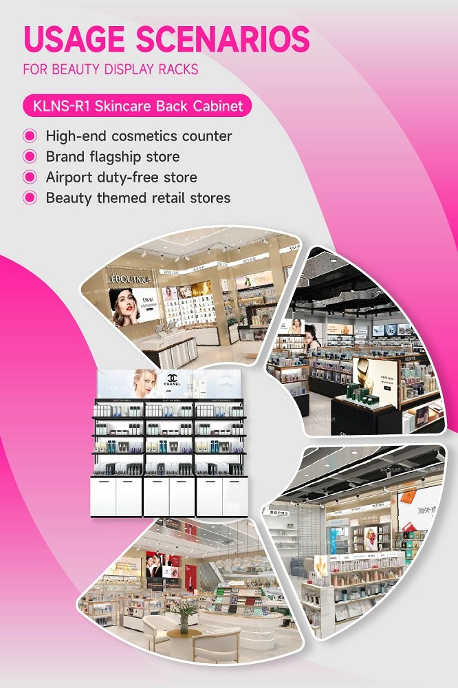 KLNS-R1 Versatile Display Spaces Skincare Display Cabinet with LED Strip Lights