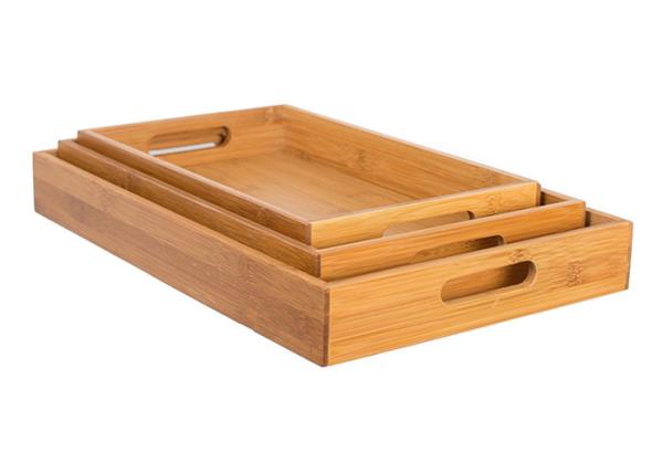 Buy cheap Home 3 pc Bamboo Breakfast Bed Trays (Squared) | Cut Out Handles | Set of 3pcs Bamboo Serving Tray from wholesalers