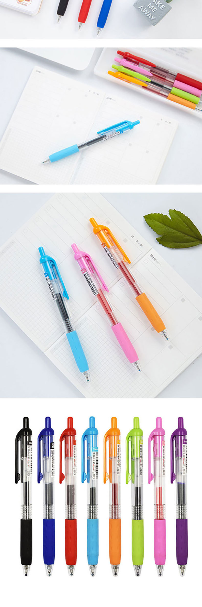 Quick Dry Ink Gel Pen with Custom Logo 8 Colors Refillable Heat Sensitive Affordable