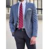 Buy cheap Slim Fit Business Casual Suit Jacket Plaid Blue Cotton Blazer from wholesalers